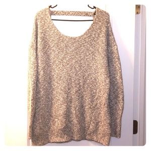 Heather Grey Lace-Up Sweater.